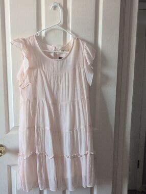 Girls' Soft Blush Tiered Ruffle Dress